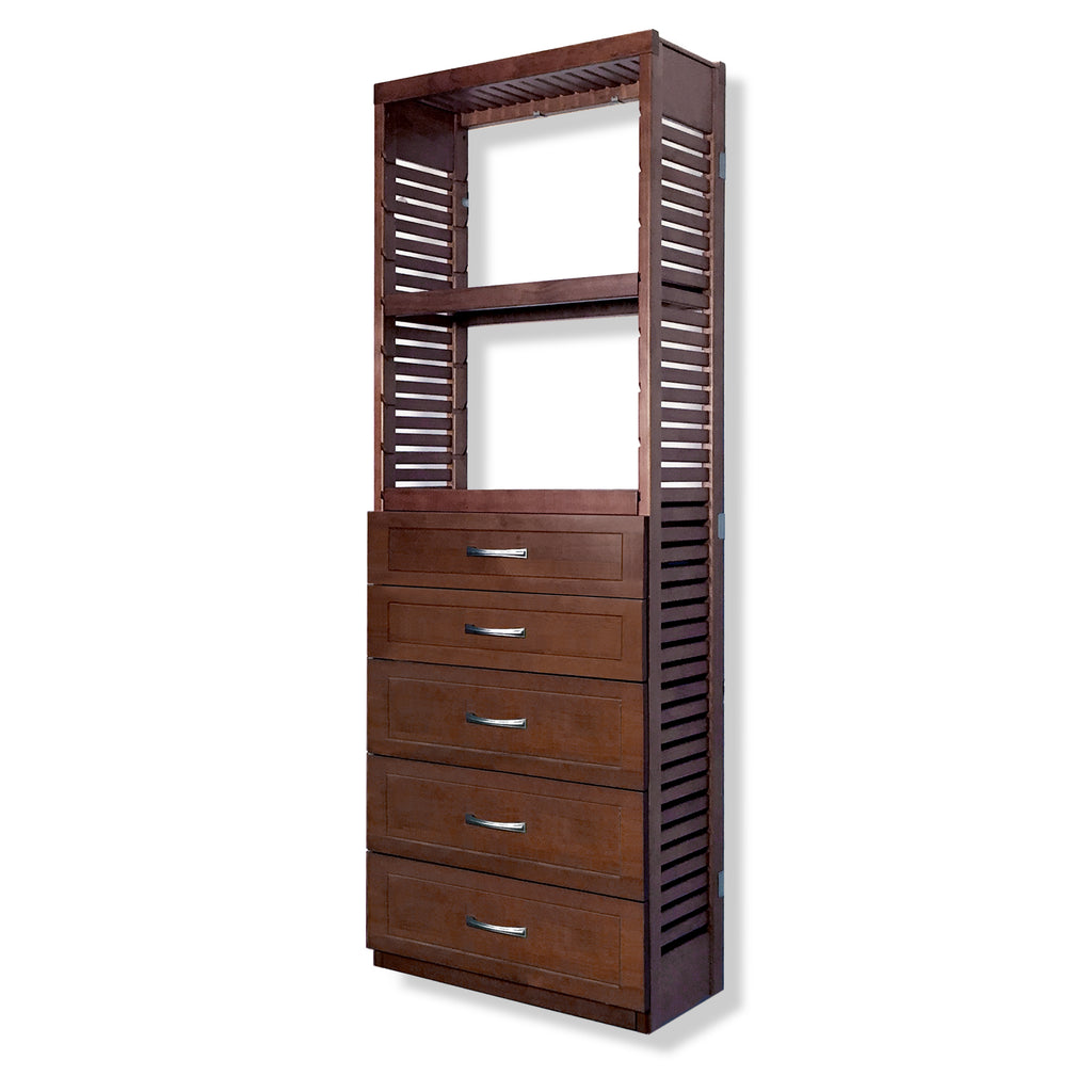 12in Deep Tower with 5 Drawers - Shaker