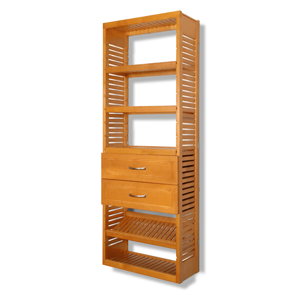 12in Deep Tower with Shelves and 2 Drawers - Modern