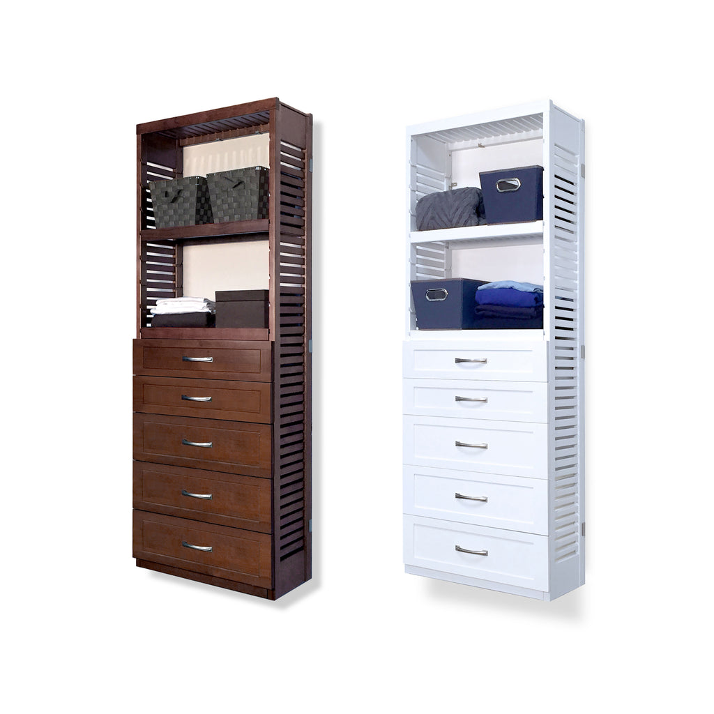 12in Deep Tower with 5 Drawers - Shaker