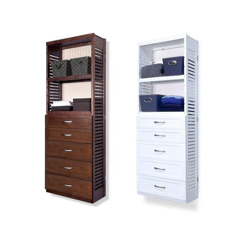 12in Deep Tower with 5 Drawers - Shaker