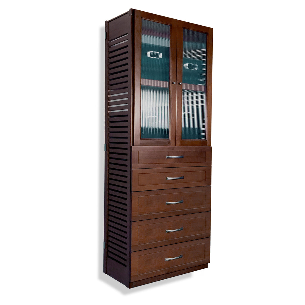 16in Deep Tower with Doors and 5 Drawers - Shaker