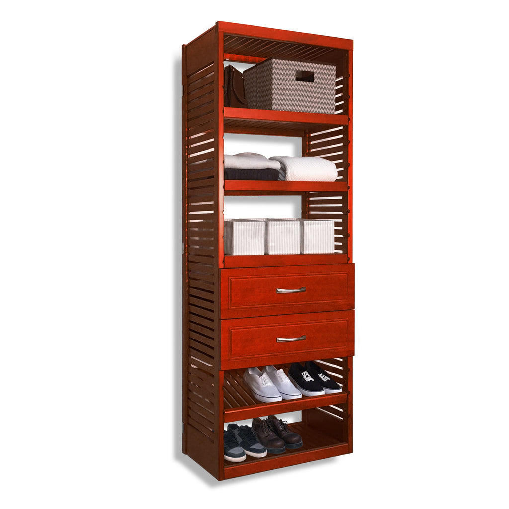 16in Deep Tower with Shelves and 2 Drawers - Modern