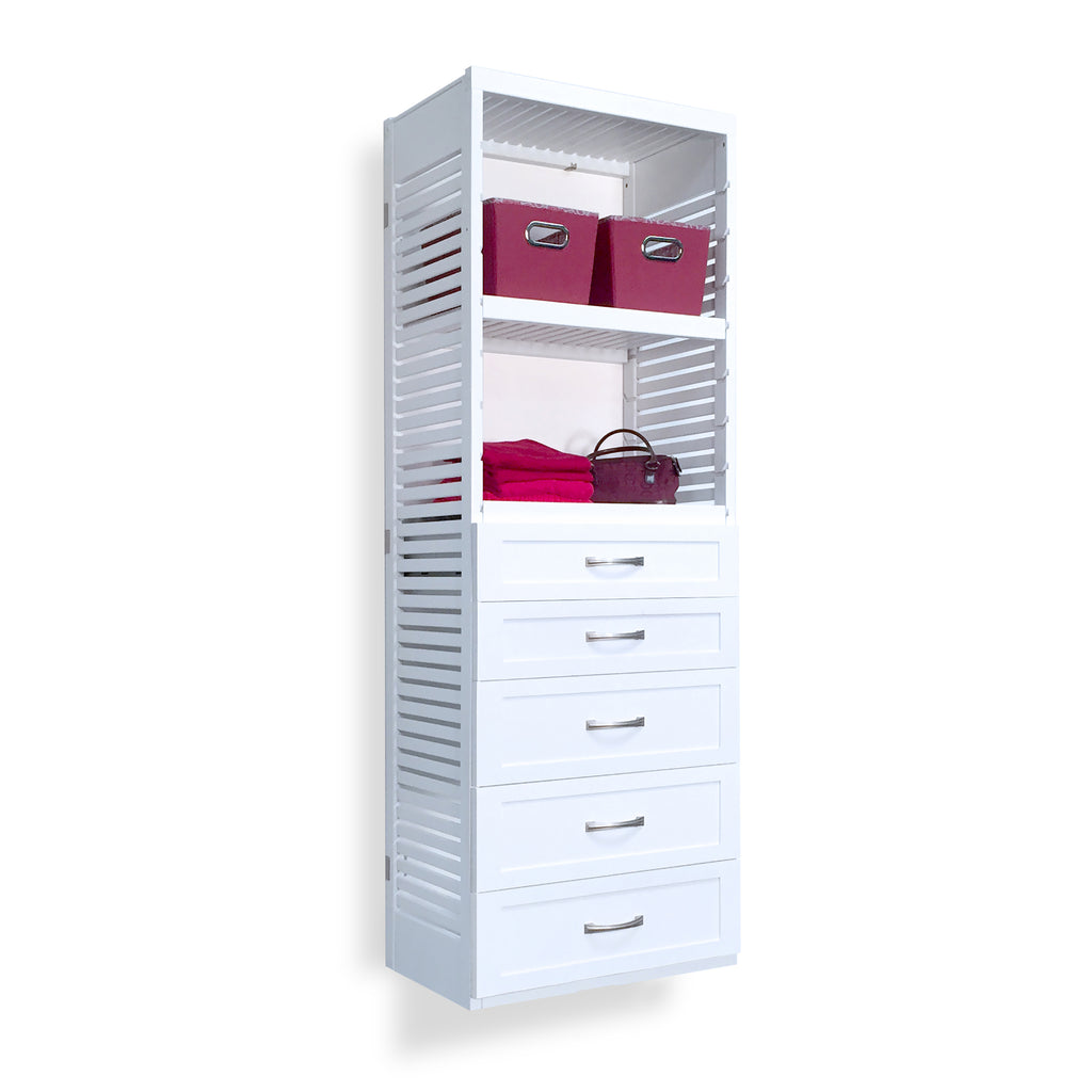 16in Deep Tower with 5 Drawers - Shaker