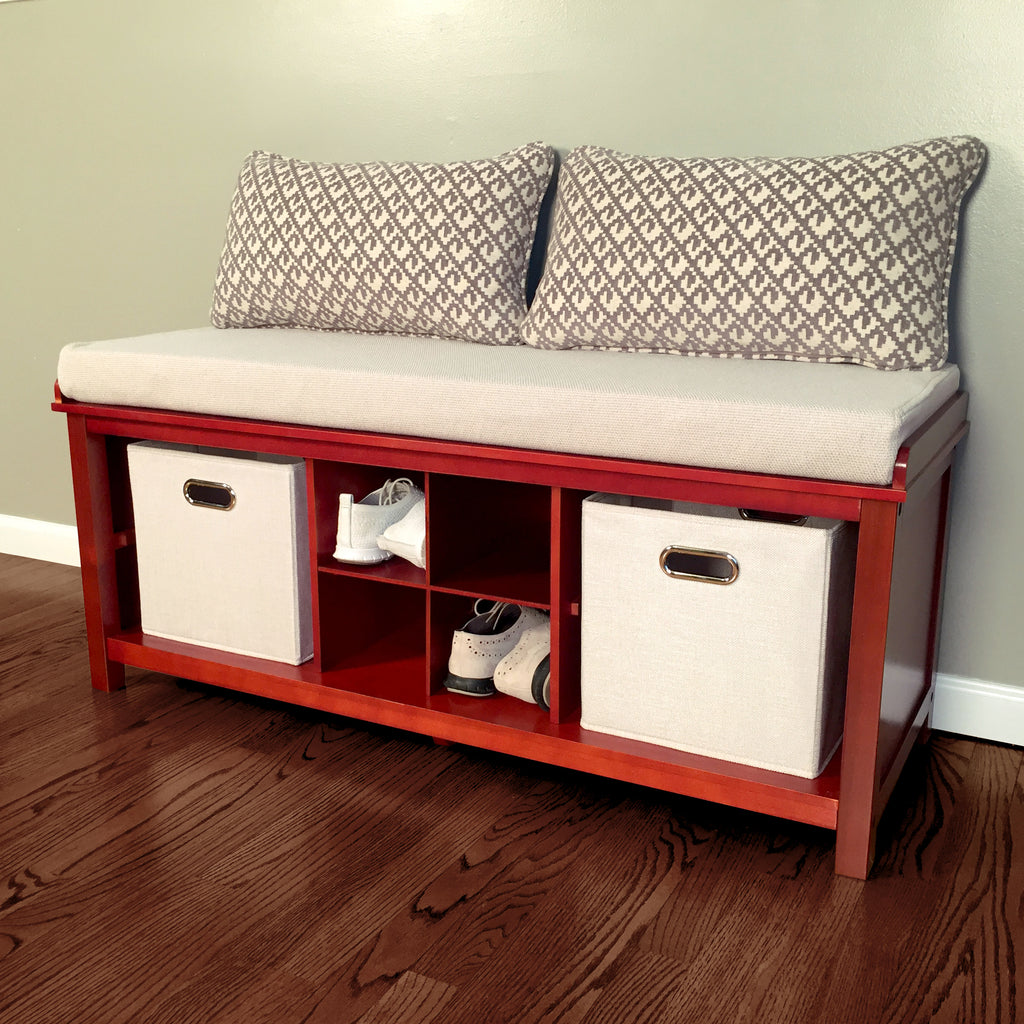 Entryway Bench - 2 Bins & 1 Shoe Divider