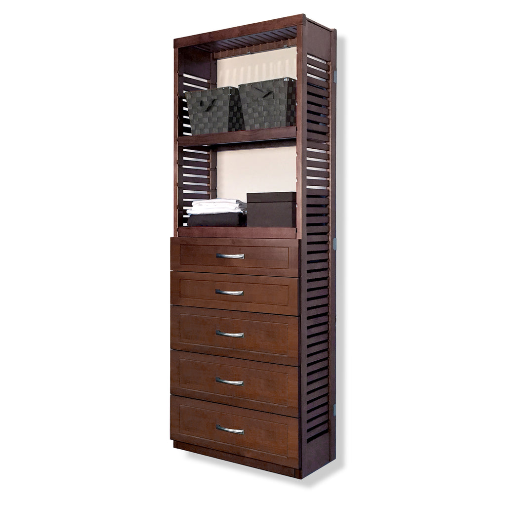 12in Deep Tower with 5 Drawers - Shaker