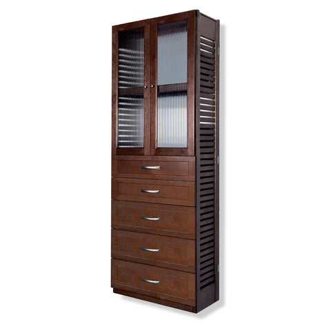 12in Deep Tower with Doors and 5 Drawers - Shaker