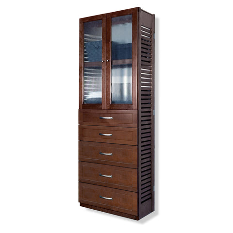 12in Deep Tower with Doors and 5 Drawers - Shaker