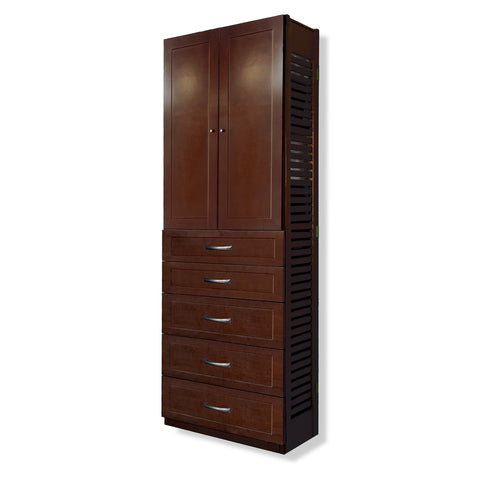 12in Deep Tower with Doors and 5 Drawers - Shaker