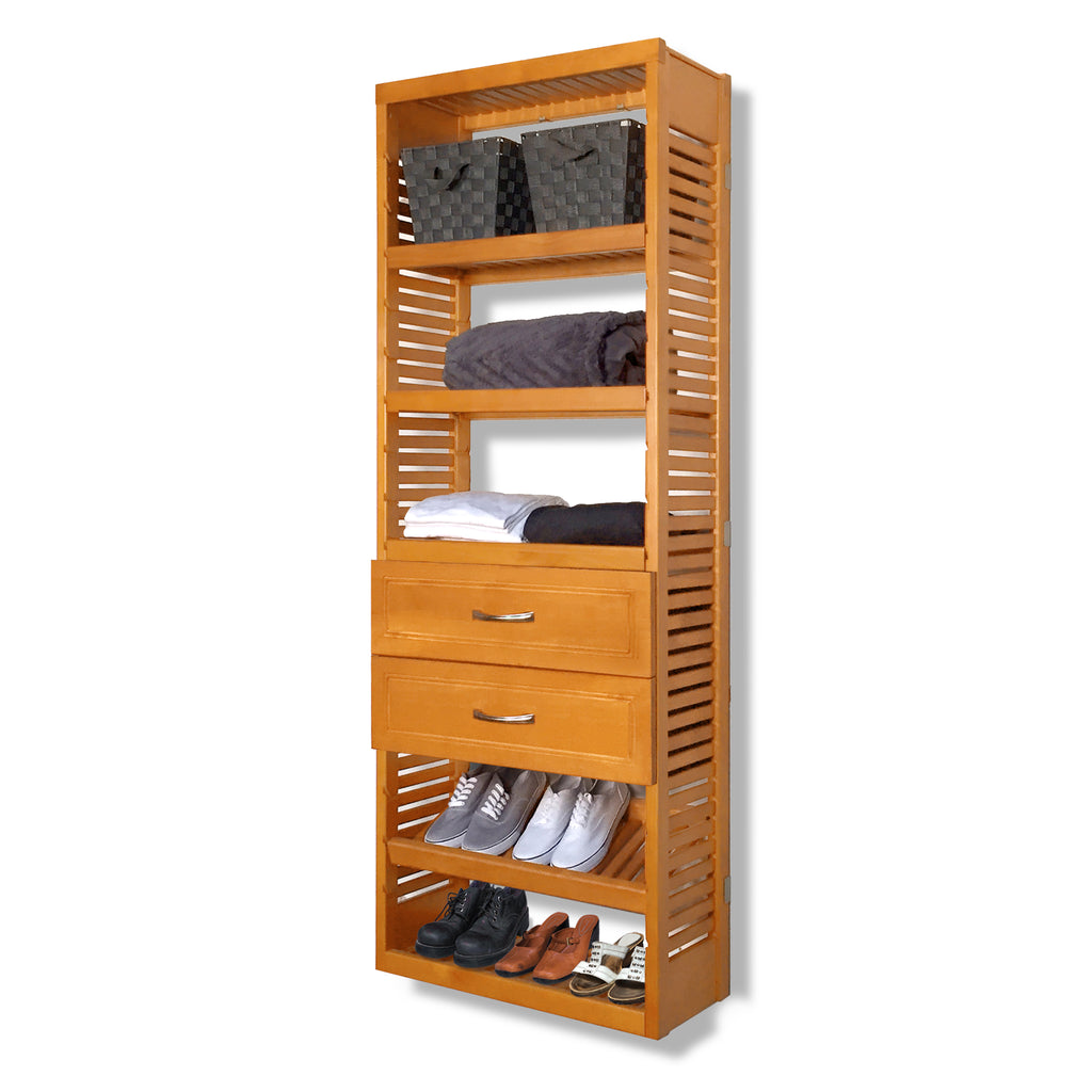 12in Deep Tower with Shelves and 2 Drawers - Modern