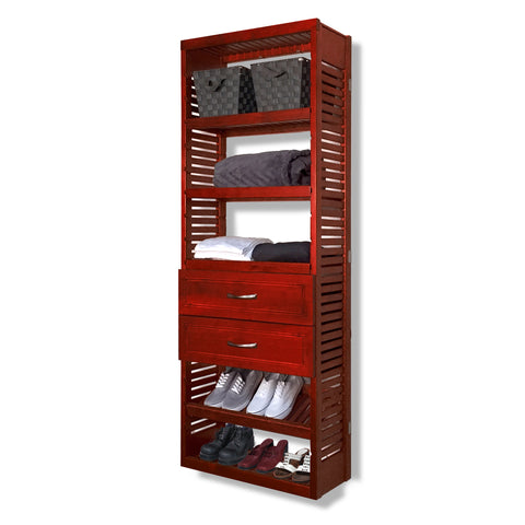 12in Deep Tower with Shelves and 2 Drawers - Modern