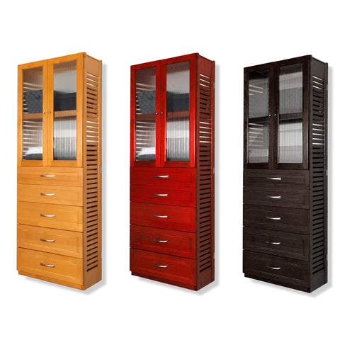 12in Deep Tower with Doors and 5 Drawers - Modern