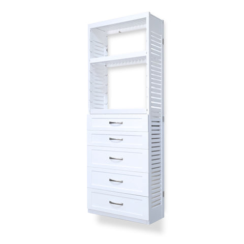 12in Deep Tower with 5 Drawers - Shaker
