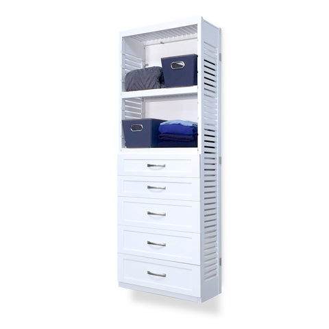 12in Deep Tower with 5 Drawers - Shaker
