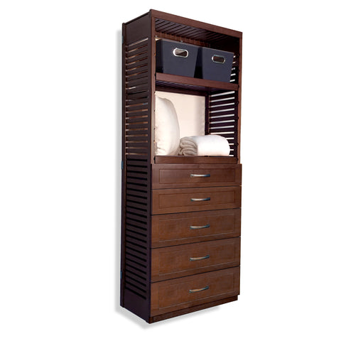 16in Deep Tower with 5 Drawers - Shaker
