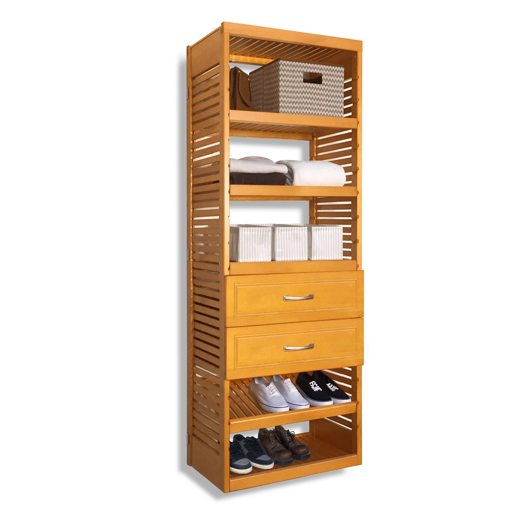 16in Deep Tower with Shelves and 2 Drawers - Modern