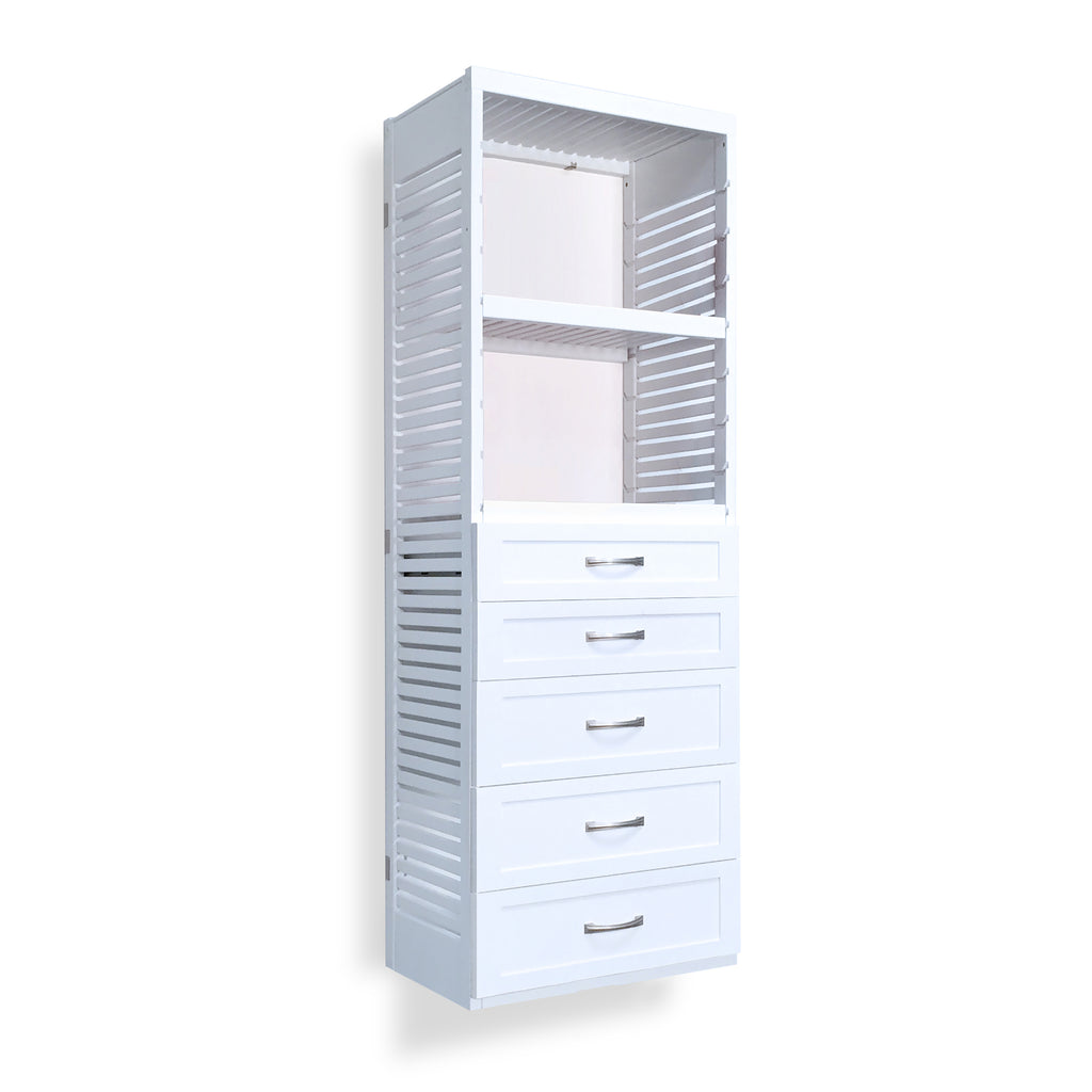 16in Deep Tower with 5 Drawers - Shaker