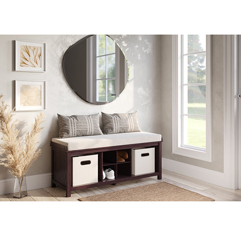Entryway Bench - 2 Bins & 1 Shoe Divider