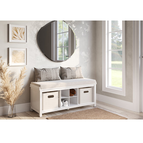 Entryway Bench - 2 Bins & 1 Shoe Divider