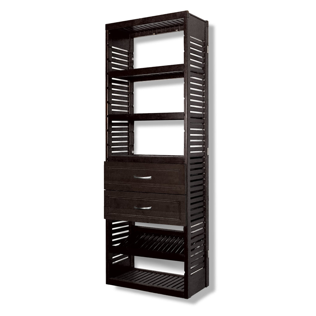 Woodcrest 12in Deep Tower with Shelves and 2 Drawers