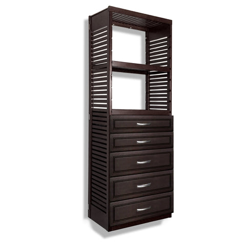 Woodcrest 16in Deep Tower with 5 Drawers