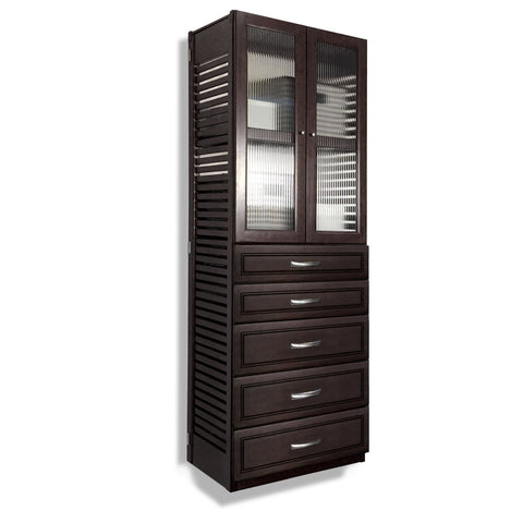 Woodcrest 16in Deep Tower with 5 Drawers and Doors