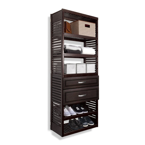 Woodcrest 16in Deep Tower with Shelves and 2 Drawers