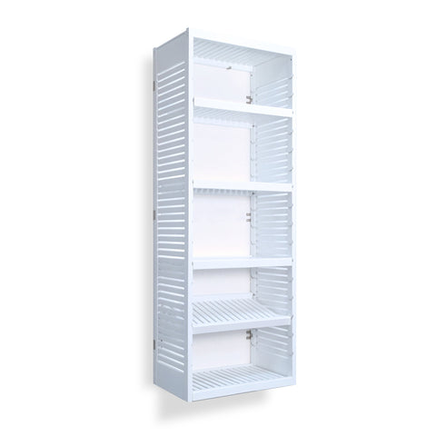 Woodcrest White 16in Tower with Shelves